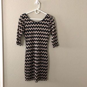 Foreign Exchange Black/Gold 3/4 sleeve Dress